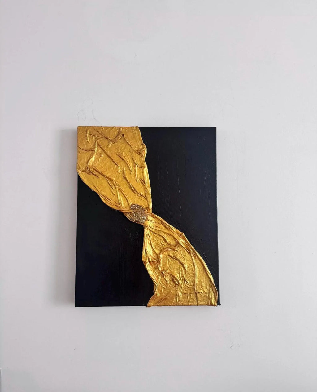 Convergence Textured Golden Plaster Cloth Art: Crystals & Resin